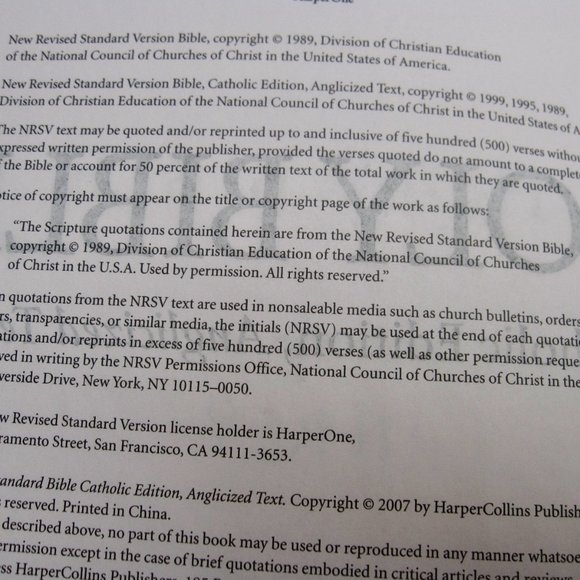 NRSV Holy Bible Catholic Edition Anglicized Text 2007 Harper Leather Touch HC - Picture 5 of 10
